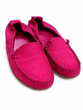 Hush Puppies Fuchsia Pink Leather Loafers Moccasin Driving Shoes Womens 7.5